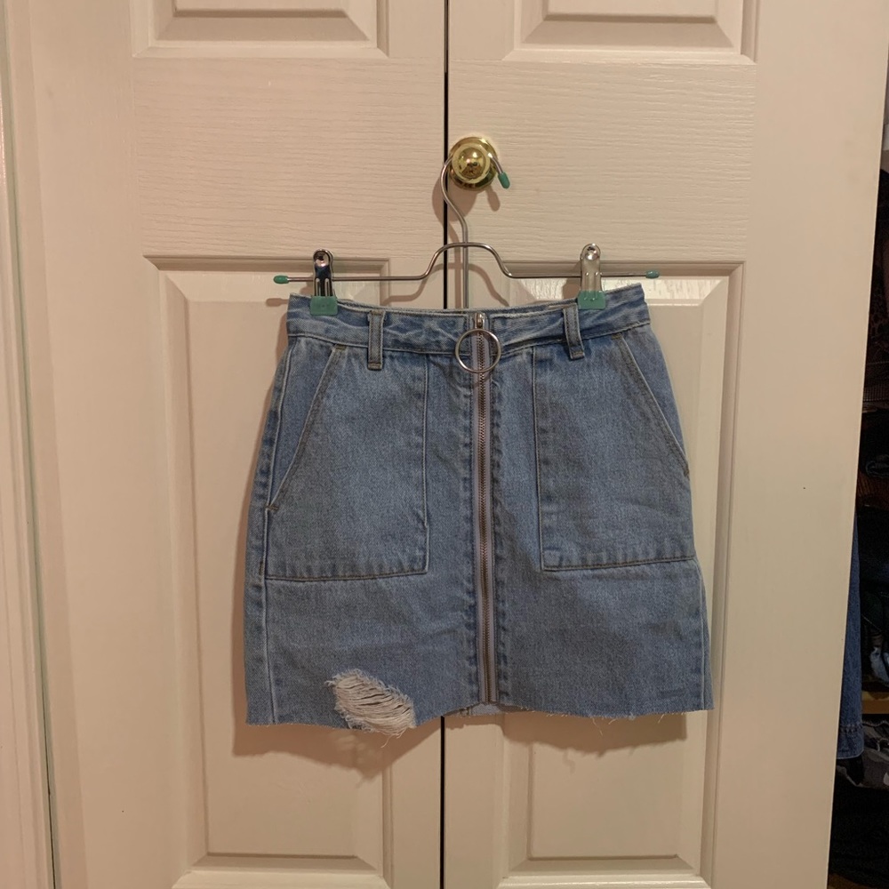 Denim high waisted short skirt